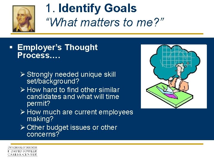 1. Identify Goals “What matters to me? ” § Employer’s Thought Process…. Ø Strongly