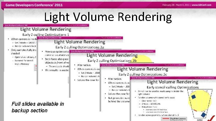 Light Volume Rendering Full slides available in backup section 