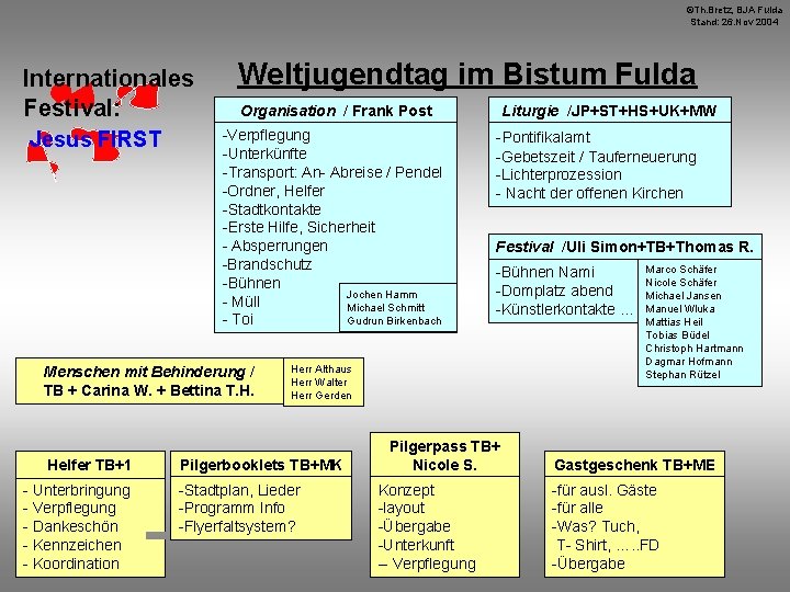 ©Th. Bretz, BJA Fulda Stand: 26. Nov 2004 Internationales Festival: Jesus FIRST Weltjugendtag im