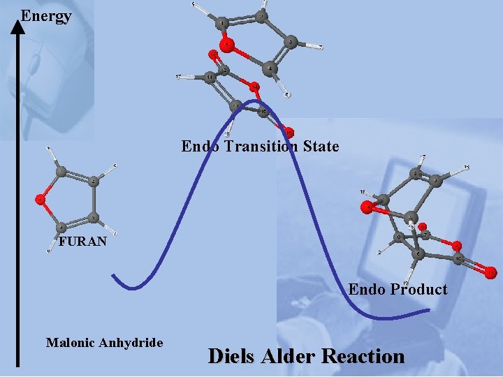 Energy Endo Transition State FURAN Endo Product Malonic Anhydride Diels Alder Reaction 