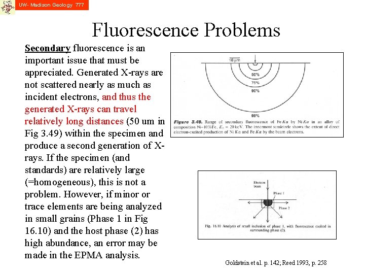 UW- Madison Geology 777 Fluorescence Problems Secondary fluorescence is an important issue that must