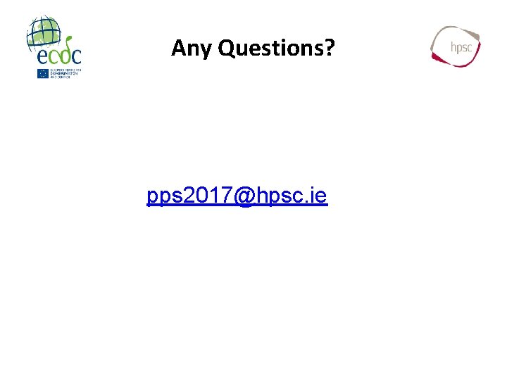 Any Questions? pps 2017@hpsc. ie 