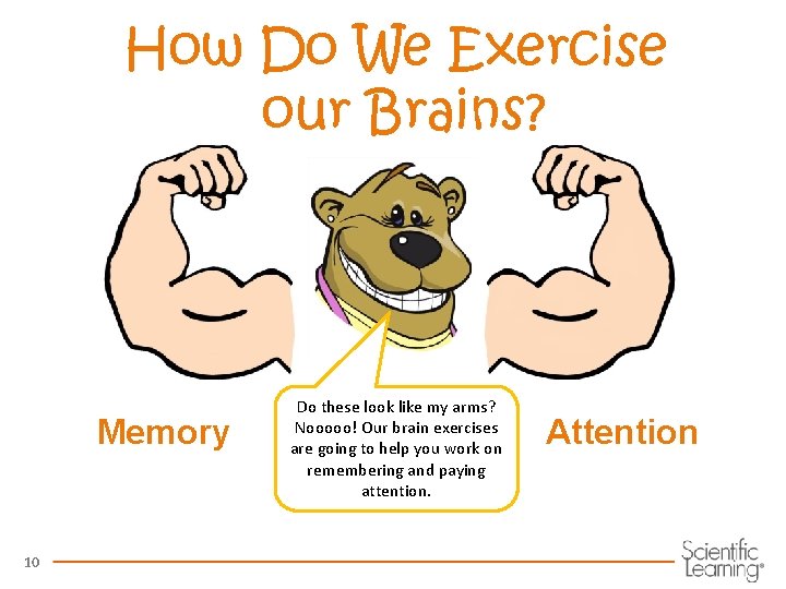 How Do We Exercise our Brains? Memory 10 Do these look like my arms?
