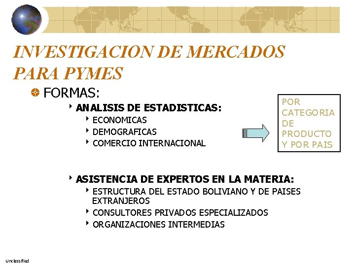 INVESTIGACION DE MERCADOS PARA PYMES FORMAS: 8 ANALISIS DE ESTADISTICAS: 8 ECONOMICAS 8 DEMOGRAFICAS