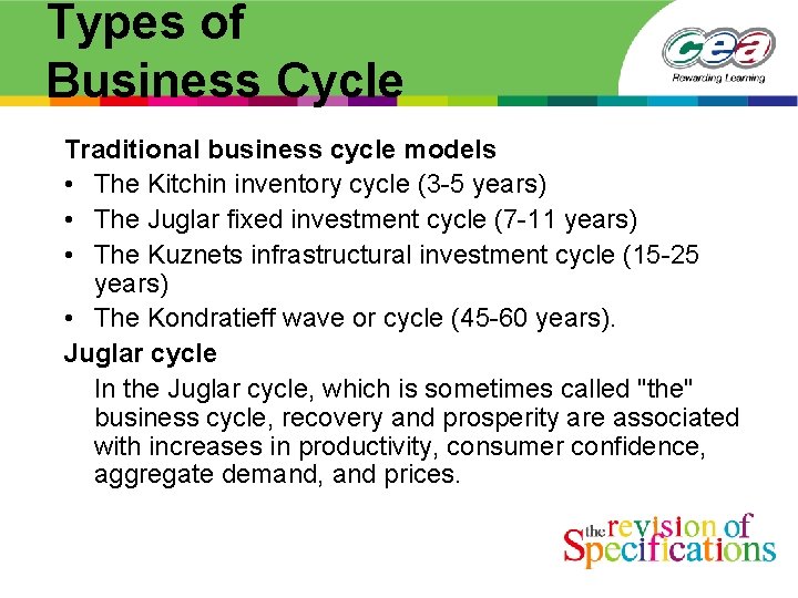 Types of Business Cycle Traditional business cycle models • The Kitchin inventory cycle (3