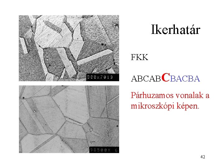 Ikerhatár FKK ABCABCBACBA Párhuzamos vonalak a mikroszkópi képen. 42 