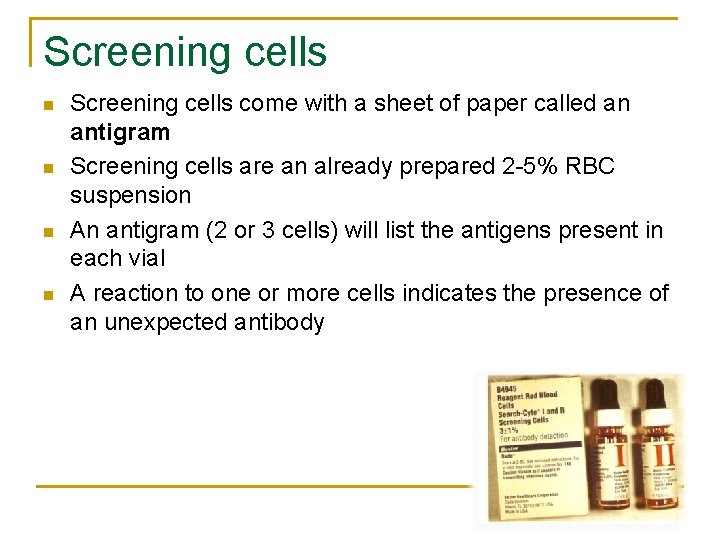 Screening cells n n Screening cells come with a sheet of paper called an