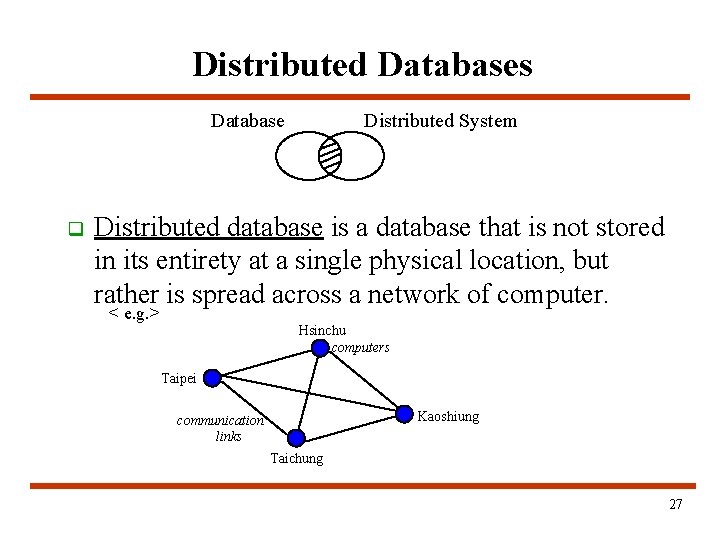 Distributed Databases Database q Distributed System Distributed database is a database that is not Distributed Databases Database q Distributed System Distributed database is a database that is not