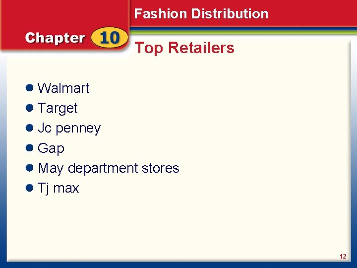 Fashion Distribution Top Retailers Walmart Target Jc penney Gap May department stores Tj max