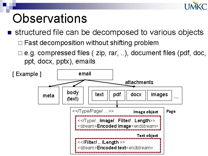 Observations n structured file can be decomposed to various objects ¨ Fast decomposition without Observations n structured file can be decomposed to various objects ¨ Fast decomposition without