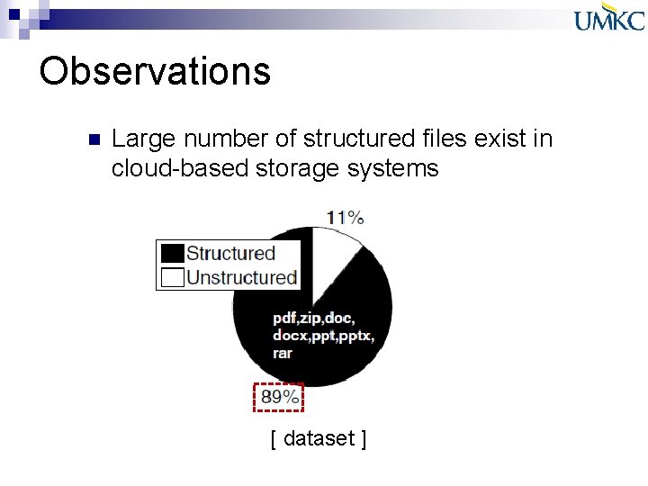 Observations n Large number of structured files exist in cloud-based storage systems [ dataset Observations n Large number of structured files exist in cloud-based storage systems [ dataset