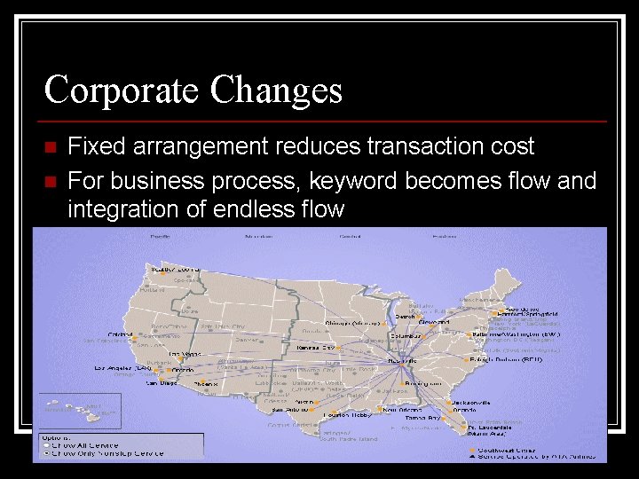 Corporate Changes n n Fixed arrangement reduces transaction cost For business process, keyword becomes