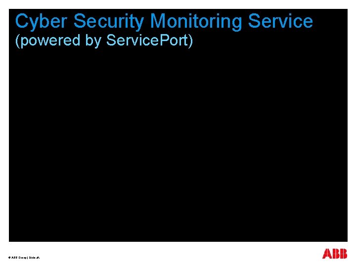Cyber Security Monitoring Service (powered by Service. Port) © ABB Group | Slide ‹#›