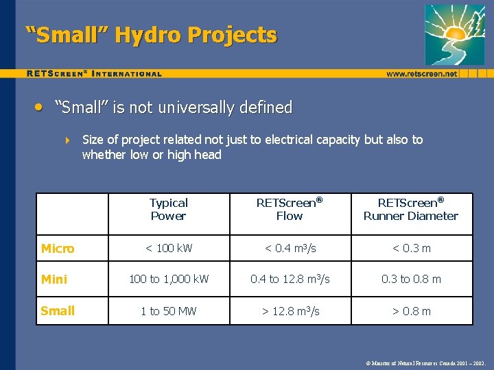 “Small” Hydro Projects • “Small” is not universally defined 4 Micro Mini Small Size