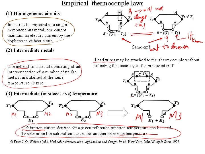 Empirical thermocouple laws (1) Homogeneous circuits In a circuit composed of a single homogeneous