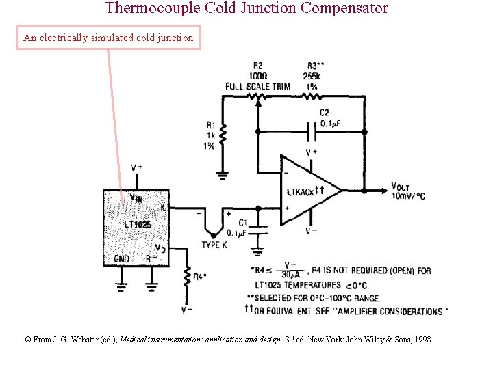 Thermocouple Cold Junction Compensator An electrically simulated cold junction © From J. G. Webster
