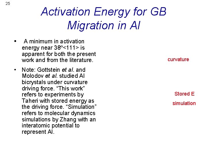 25 Activation Energy for GB Migration in Al • A minimum in activation energy