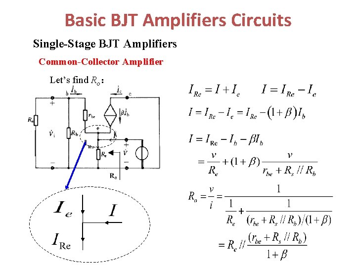 Basic BJT Amplifiers Circuits Single-Stage BJT Amplifiers Common-Collector Amplifier Let’s find Ro： 