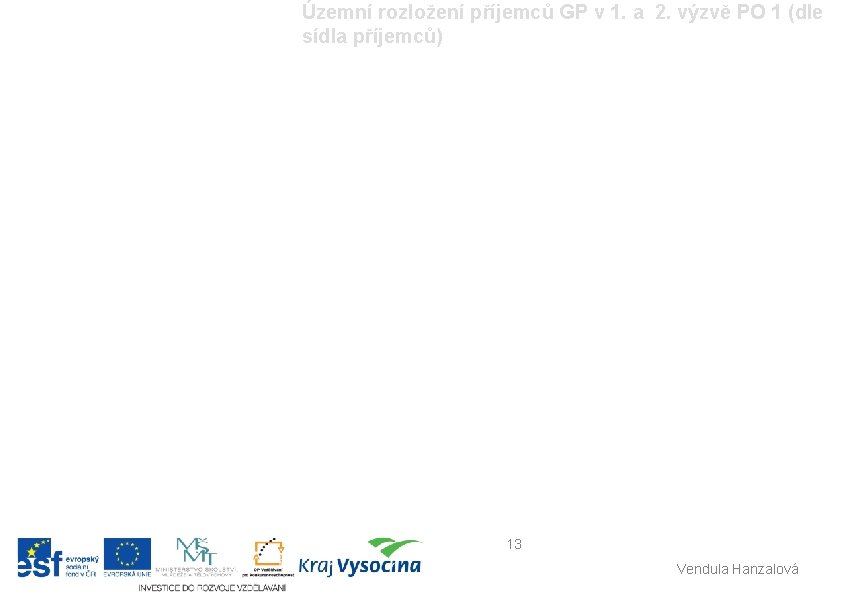 Územní rozložení příjemců GP v 1. a 2. výzvě PO 1 (dle sídla příjemců)