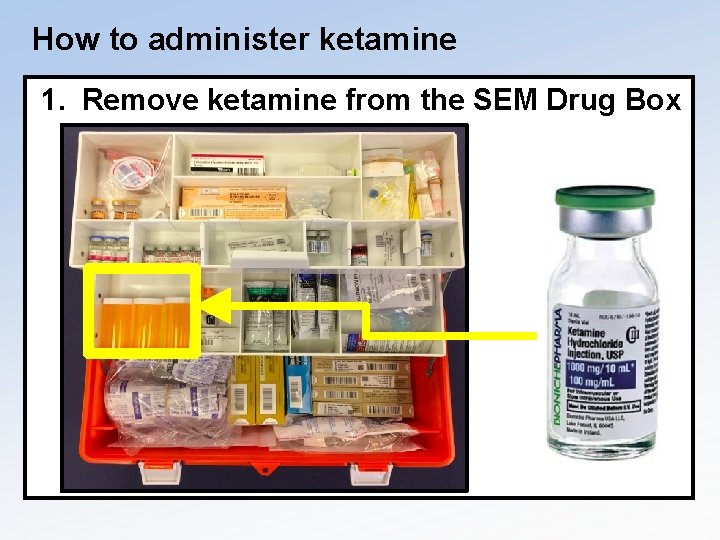 How to administer ketamine 1. Remove ketamine from the SEM Drug Box 