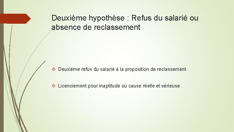 Deuxième hypothèse : Refus du salarié ou absence de reclassement Deuxième refus du salarié