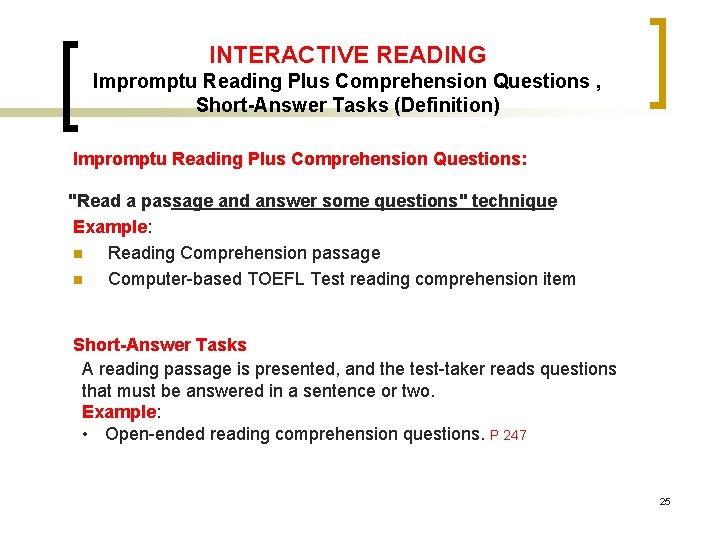 INTERACTIVE READING Impromptu Reading Plus Comprehension Questions , Short-Answer Tasks (Definition) Impromptu Reading Plus INTERACTIVE READING Impromptu Reading Plus Comprehension Questions , Short-Answer Tasks (Definition) Impromptu Reading Plus