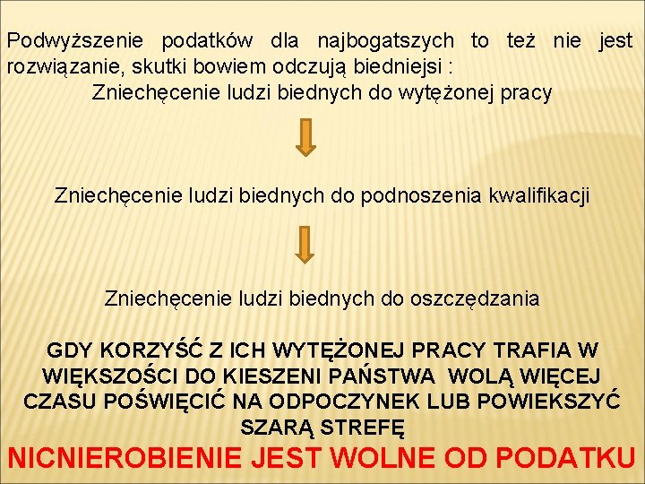 Podwyższenie podatków dla najbogatszych to też nie jest rozwiązanie, skutki bowiem odczują biedniejsi :