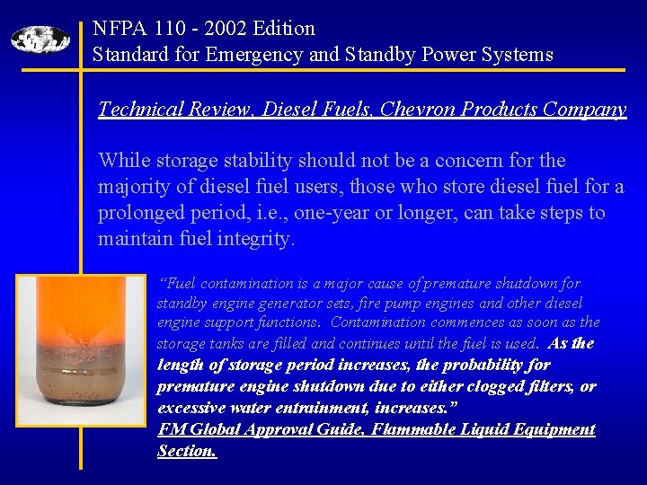 NFPA 110 - 2002 Edition Standard for Emergency and Standby Power Systems Technical Review,