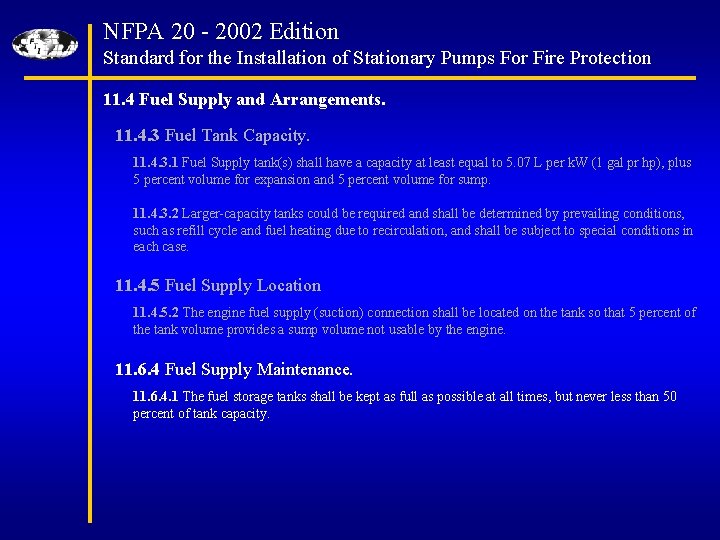 NFPA 20 - 2002 Edition Standard for the Installation of Stationary Pumps For Fire
