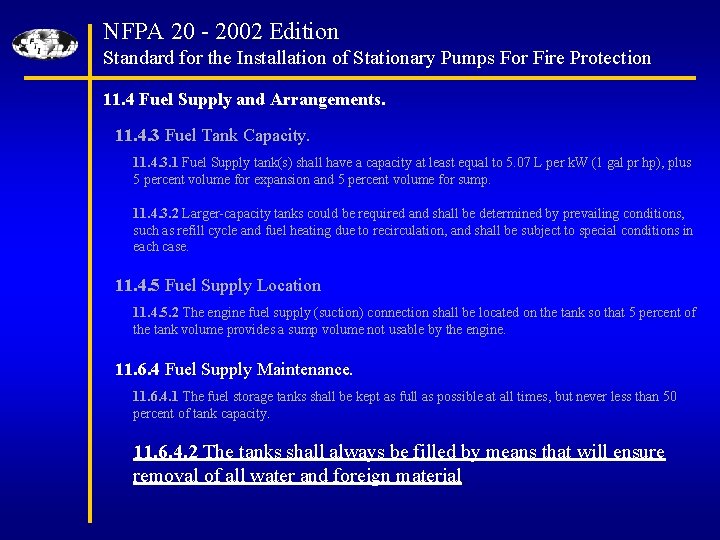 NFPA 20 - 2002 Edition Standard for the Installation of Stationary Pumps For Fire