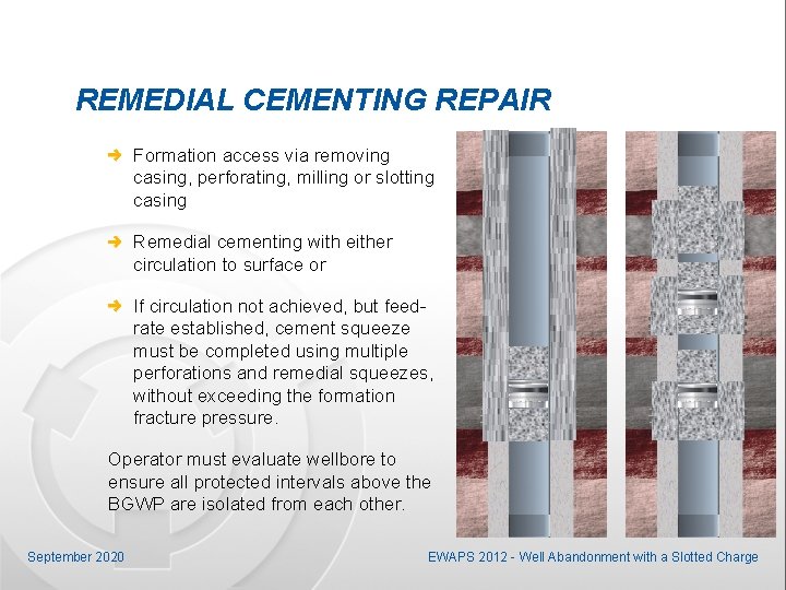 REMEDIAL CEMENTING REPAIR Formation access via removing casing, perforating, milling or slotting casing Remedial