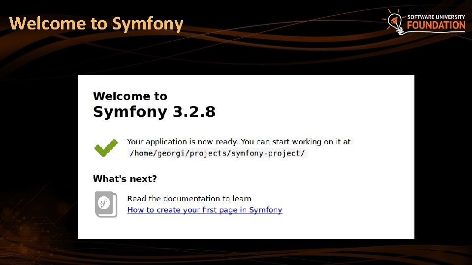 Welcome to Symfony 