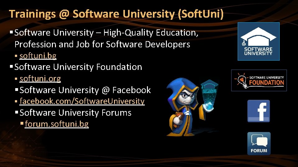 Trainings @ Software University (Soft. Uni) Software University – High-Quality Education, Profession and Job