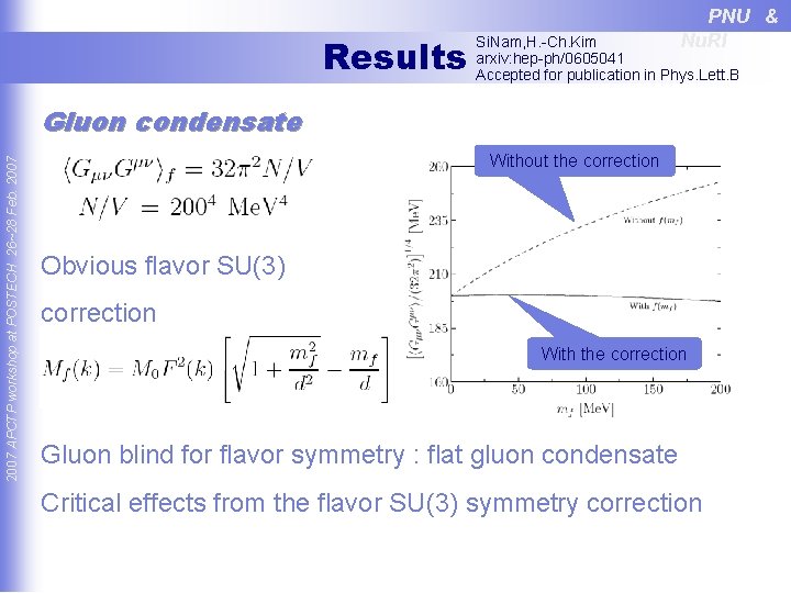 Results PNU & Nu. RI Si. Nam, H. -Ch. Kim arxiv: hep-ph/0605041 Accepted for