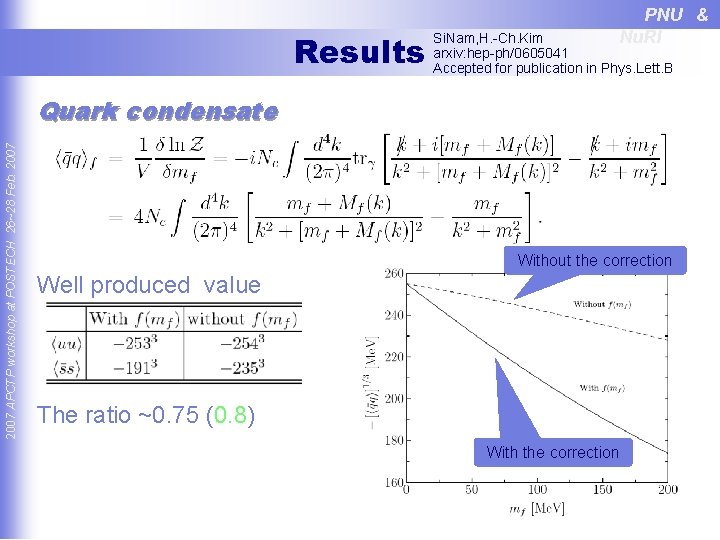 Results PNU & Nu. RI Si. Nam, H. -Ch. Kim arxiv: hep-ph/0605041 Accepted for