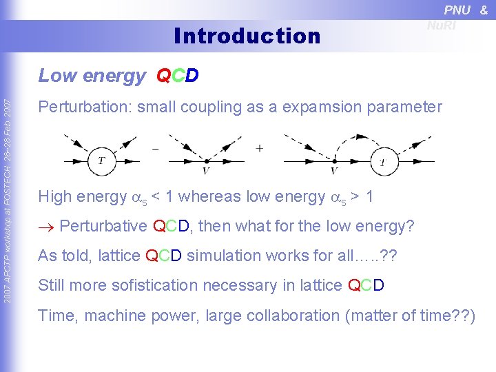 Introduction PNU & Nu. RI 2007 APCTP workshop at POSTECH 26~28 Feb. 2007 Low