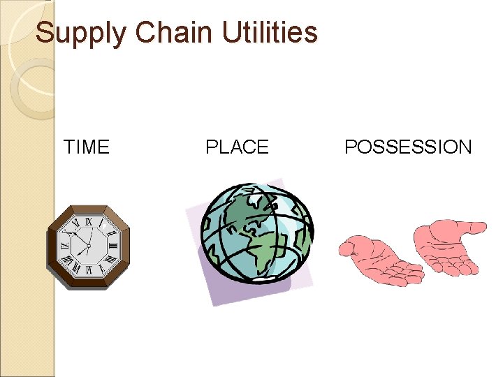 Supply Chain Utilities TIME PLACE POSSESSION 