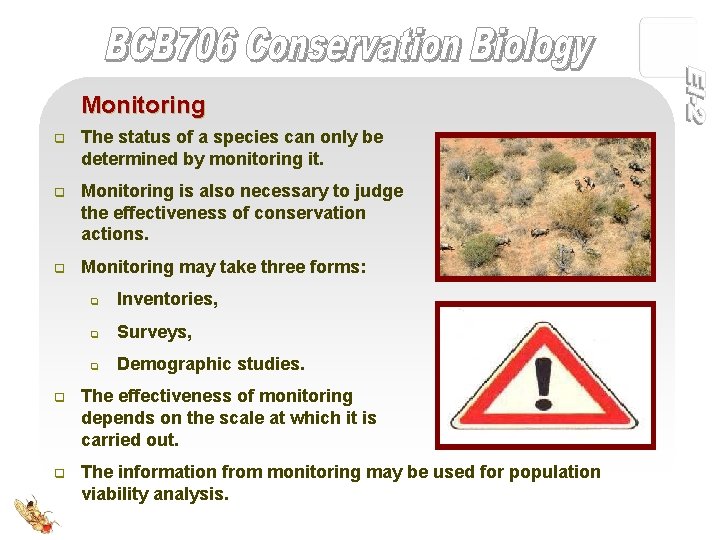 Monitoring q The status of a species can only be determined by monitoring it.