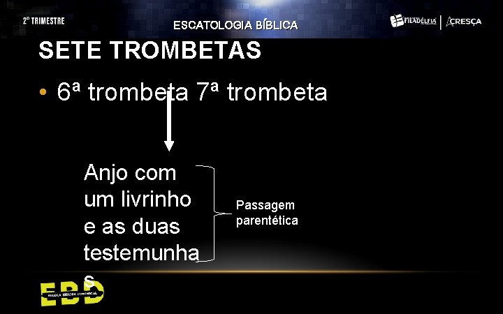 ESCATOLOGIA BÍBLICA SETE TROMBETAS • 6ª trombeta 7ª trombeta Anjo com um livrinho e