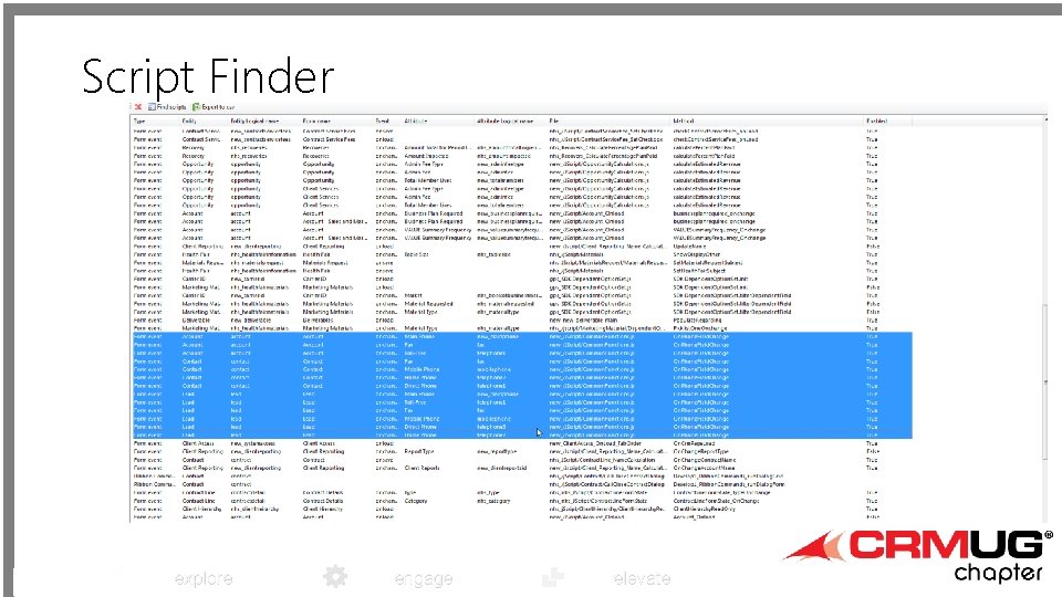 Script Finder explore engage elevate 