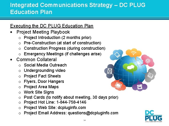 Integrated Communications Strategy – DC PLUG Education Plan Executing the DC PLUG Education Plan