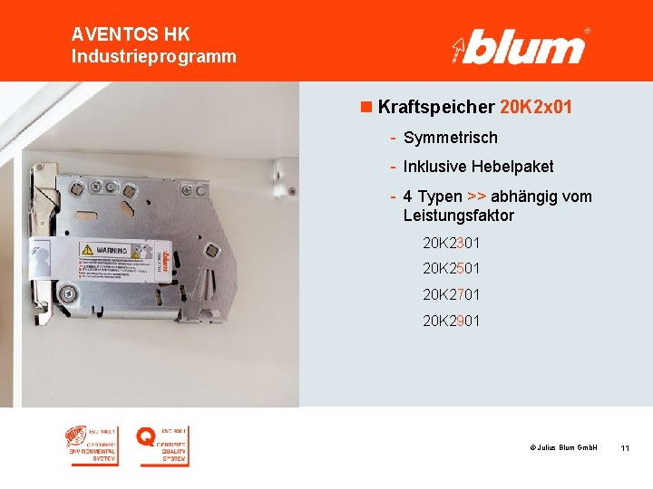 AVENTOS HK Industrieprogramm n Kraftspeicher 20 K 2 x 01 - Symmetrisch - Inklusive