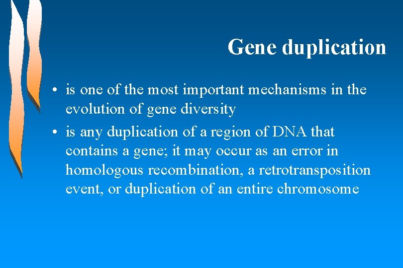 Gene duplication • is one of the most important mechanisms in the evolution of