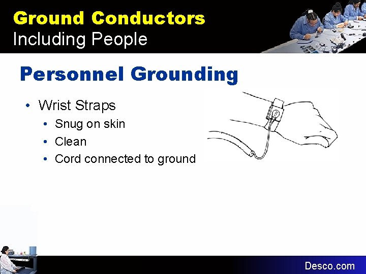 Ground Conductors Including People Personnel Grounding • Wrist Straps • Snug on skin •