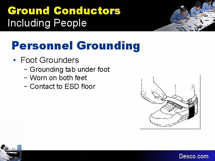 Ground Conductors Including People Personnel Grounding • Foot Grounders − Grounding tab under foot