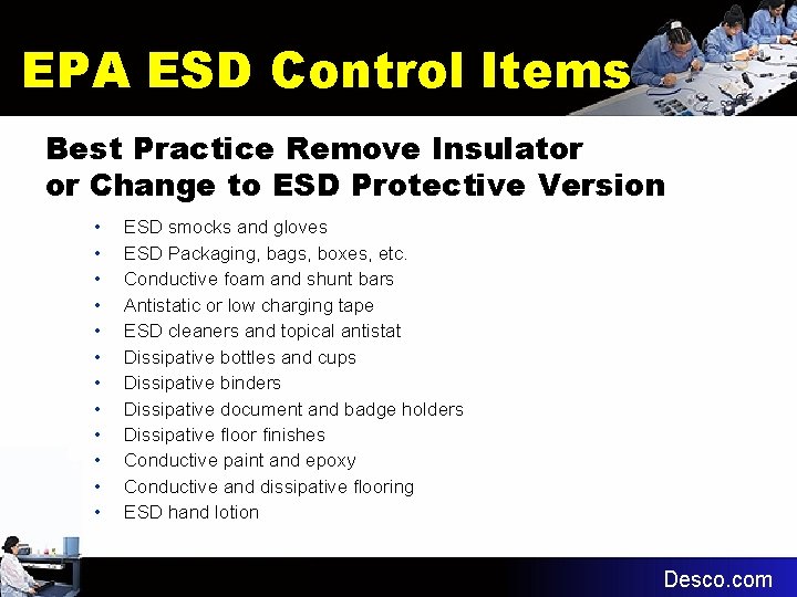 EPA ESD Control Items Best Practice Remove Insulator or Change to ESD Protective Version