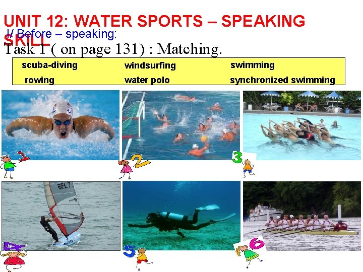 UNIT 12: WATER SPORTS – SPEAKING I/ Before – speaking: SKILL Task 1 (