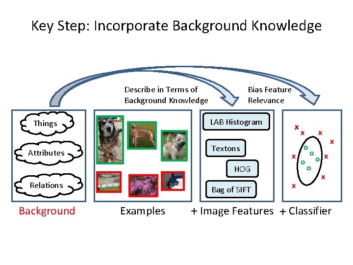 Key Step: Incorporate Background Knowledge Describe in Terms of Background Knowledge Bias Feature Relevance