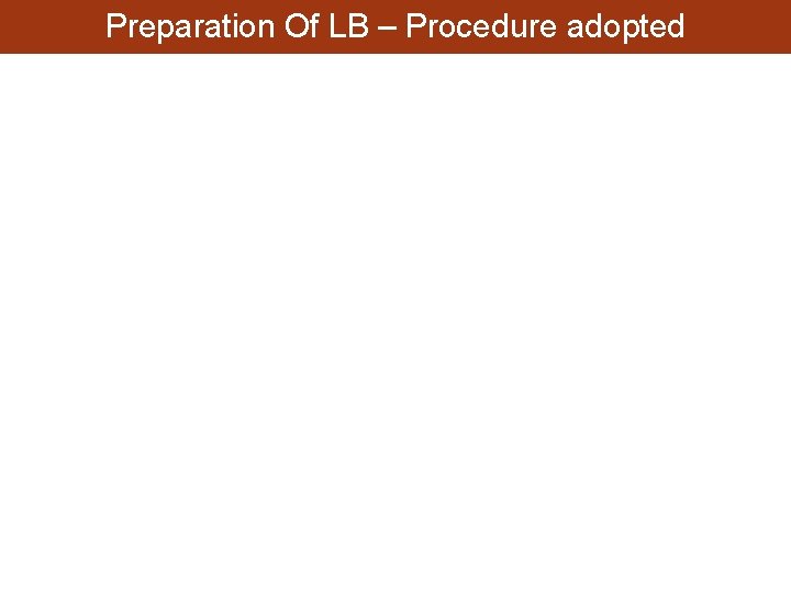 Preparation Of LB – Procedure adopted 