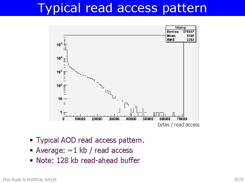 Typical read access pattern bytes / read access § Typical AOD read access pattern.